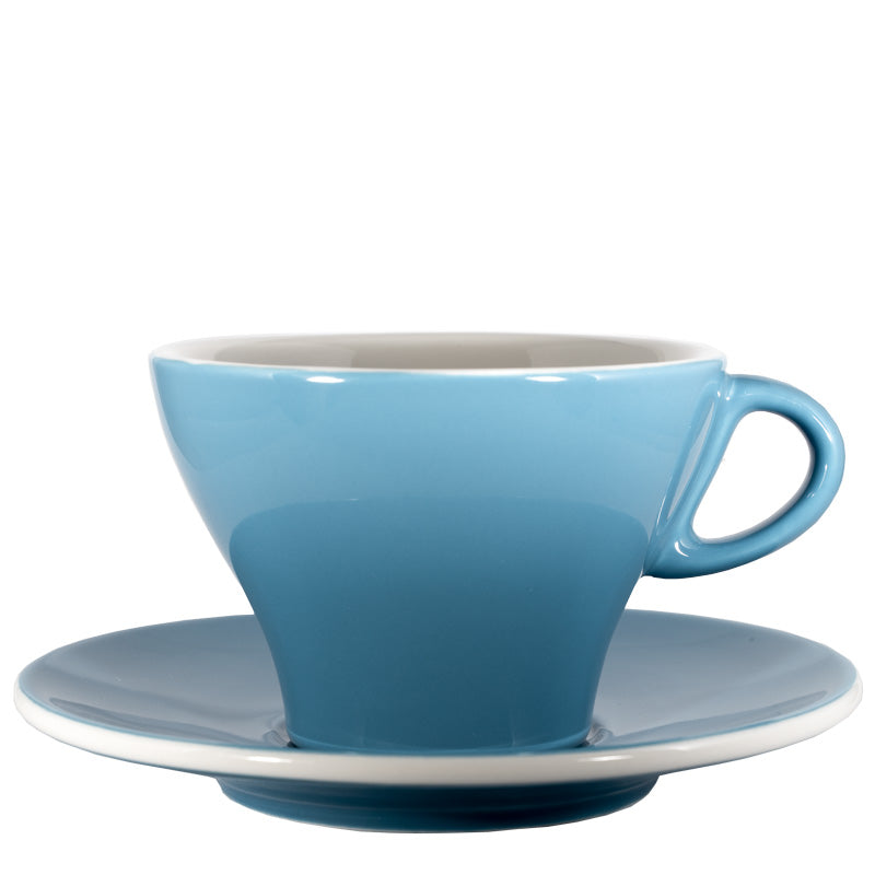 Milchkaffeetasse bunt - Azurblau